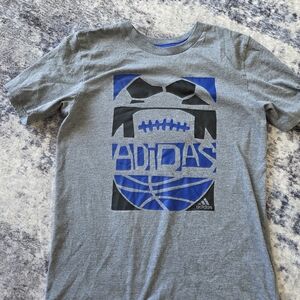 Adidas Gray Tee with Blue Accents